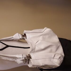 b. makowsky White Leather Hobo Bag